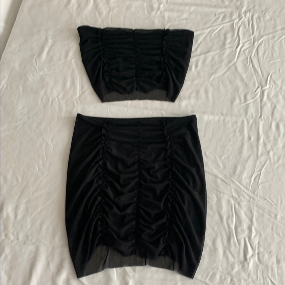 Set Black Bubble Mini Skirt & Top Night Out